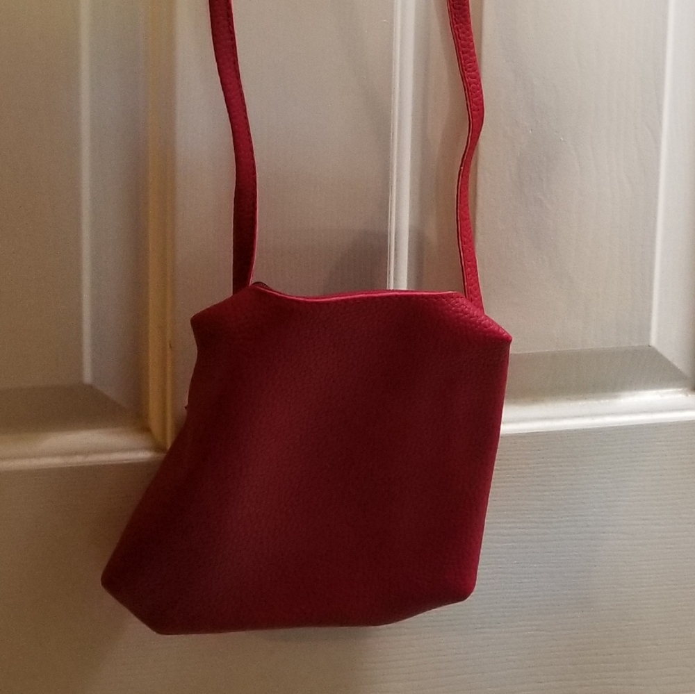Red Faux Leather Crossbody Purse